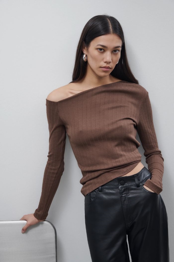 Closed, C95065 Asymmetric shirt, Cacao Brown